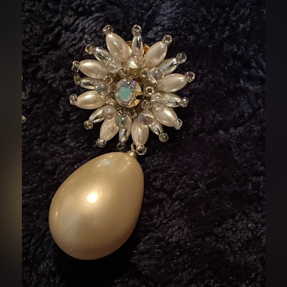 🔥Beautiful Vintage Colleen Toland Large Pearl Drop Bead & Studded Earrings - Picture 6 of 7